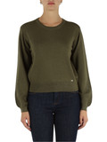 VERDE MILITARE | JEANS: Maglia girocollo in misto viscosa