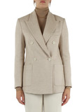 BEIGE | Giacca doppiopetto in seta e cashmere