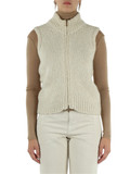 BEIGE | Gilet collo a lupetto con zip in misto alpaca BEIGE | Gilet collo a lupetto con zip in misto alpaca