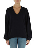BLU SCURO | Maglia collo a V in misto lana e viscosa BLU SCURO | Maglia collo a V in misto lana e viscosa