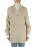 BEIGE | Cardigan lungo effetto hairy