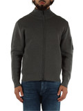 GRIGIO | Cardigan con zip in misto lana vergine