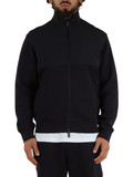 BLU SCURO | Felpa zip in misto cotone con inserti a contrasto BLU SCURO | Felpa zip in misto cotone con inserti a contrasto