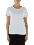 BIANCO | T-shirt boyfriend in cotone con logo in strass BIANCO | T-shirt boyfriend in cotone con logo in strass