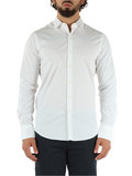 BIANCO | Camicia slim fit in cotone stretch con ricamo logo BIANCO | Camicia slim fit in cotone stretch con ricamo logo