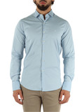 AZZURRO | Camicia slim fit in cotone stretch con ricamo logo AZZURRO | Camicia slim fit in cotone stretch con ricamo logo