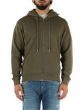 VERDE MILITARE | Felpa con cappuccio e zip in cotone garzato VERDE MILITARE | Felpa con cappuccio e zip in cotone garzato