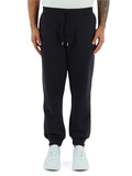 BLU SCURO | Pantalone sportivo in cotone felpato con patch logo BLU SCURO | Pantalone sportivo in cotone felpato con patch logo