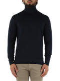 BLU SCURO | Maglia collo alto in misto lana con ricamo logo BLU SCURO | Maglia collo alto in misto lana con ricamo logo