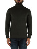 VERDE SCURO | Maglia collo alto in misto lana con ricamo logo VERDE SCURO | Maglia collo alto in misto lana con ricamo logo
