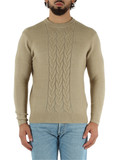 BEIGE | Maglia girocollo in misto lana con ricamo logo BEIGE | Maglia girocollo in misto lana con ricamo logo