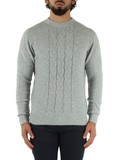 GRIGIO | Maglia girocollo in misto lana con ricamo logo GRIGIO | Maglia girocollo in misto lana con ricamo logo