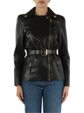 NERO | Giacca biker in pelle con logo impresso NERO | Giacca biker in pelle con logo impresso
