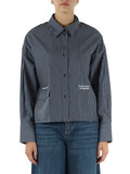 BLU | Camicia a righe in cotone con scritta logo BLU | Camicia a righe in cotone con scritta logo