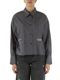 GRIGIO | Camicia a righe in cotone con scritta logo GRIGIO | Camicia a righe in cotone con scritta logo