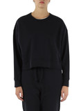 BLU SCURO | Felpa cropped oversize in cotone garzato effetto slavato BLU SCURO | Felpa cropped oversize in cotone garzato effetto slavato