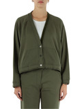 VERDE MILITARE | Cardigan cropped oversize con dettagli in velluto VERDE MILITARE | Cardigan cropped oversize con dettagli in velluto