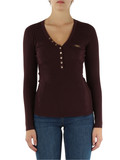 MERLOT | Maglia collo a V a costine in misto seta e lyocell MERLOT | Maglia collo a V a costine in misto seta e lyocell