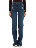 BLU | Pantalone jeans a palazzo con bottoni logo decorativi BLU | Pantalone jeans a palazzo con bottoni logo decorativi