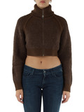 MARRONE | Cardigan cropped con zip in misto lana e alpaca MARRONE | Cardigan cropped con zip in misto lana e alpaca