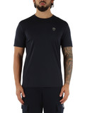 BLU SCURO | T-shirt slim fit in misto viscosa con patch logo BLU SCURO | T-shirt slim fit in misto viscosa con patch logo