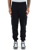 BLU SCURO | Pantaloni cargo sportivi slim fit in cotone felpato BLU SCURO | Pantaloni cargo sportivi slim fit in cotone felpato