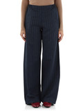 BLU | Pantaloni gamba larga gessati in misto viscosa BLU | Pantaloni gamba larga gessati in misto viscosa