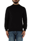 NERO | Maglia girocollo in lana vergine con ricamo logo NERO | Maglia girocollo in lana vergine con ricamo logo