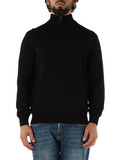 NERO | Maglia mezza zip in lana vergine con ricamo logo NERO | Maglia mezza zip in lana vergine con ricamo logo