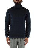 BLU SCURO | Maglia dolcevita in lana merino con ricamo logo BLU SCURO | Maglia dolcevita in lana merino con ricamo logo