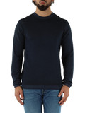 BLU SCURO | Maglia girocollo in lana merino con ricamo logo BLU SCURO | Maglia girocollo in lana merino con ricamo logo