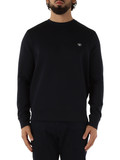 BLU SCURO | Felpa Essential in misto cotone con patch logo BLU SCURO | Felpa Essential in misto cotone con patch logo