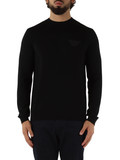 NERO | Maglia girocollo in lana vergine con patch logo NERO | Maglia girocollo in lana vergine con patch logo