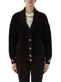 NERO | Cardigan in ciniglia bouclé con bottoni logo NERO | Cardigan in ciniglia bouclé con bottoni logo