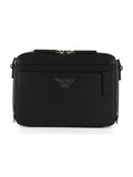 NERO | Borsa a tracolla effetto saffiano con placca logo NERO | Borsa a tracolla effetto saffiano con placca logo