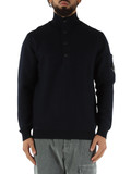 BLU SCURO | Maglia in lana e cotone con bottoni al collo BLU SCURO | Maglia in lana e cotone con bottoni al collo