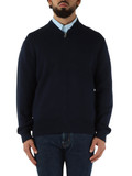 BLU SCURO | Cardigan con zip classic fit in cotone e lana BLU SCURO | Cardigan con zip classic fit in cotone e lana