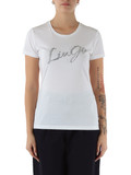 BIANCO | T-shirt in cotone con logo in strass BIANCO | T-shirt in cotone con logo in strass