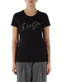 NERO | T-shirt in cotone con logo in strass