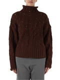 MARRONE | Maglia in misto lana con strass MARRONE | Maglia in misto lana con strass