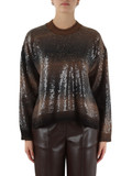 MARRONE | Maglia girocollo in misto lana con micro paillettes MARRONE | Maglia girocollo in misto lana con micro paillettes