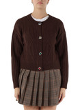 MARRONE | Cardigan in misto lana con bottoni gioiello