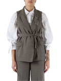 TORTORA | Gilet in misto viscosa con cintura TORTORA | Gilet in misto viscosa con cintura