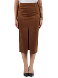 MARRONE | Gonna midi in eco suede