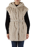 BEIGE | Ecopelliccia smanicata con cappuccio