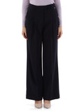 BLU SCURO | Pantalone gamba larga in misto viscosa