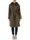 VERDE MILITARE | Giacca lunga in misto cotone con colletto in ecopelle VERDE MILITARE | Giacca lunga in misto cotone con colletto in ecopelle