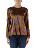 MARRONE | Blusa in seta con motivo decorativo