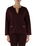 MERLOT | JEANS: Felpa collo a V in tessuto stretch MERLOT | JEANS: Felpa collo a V in tessuto stretch