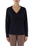 BLU SCURO | Maglia collo a V con micro paillettes BLU SCURO | Maglia collo a V con micro paillettes